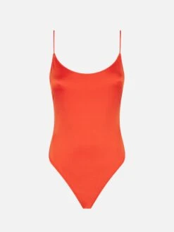 Shiny Orange One Piece Swimsuit