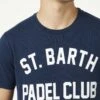 MC2 Saint Barth Man Cotton Vintage Treatment T-shirt With St. Barth Padel Club Print