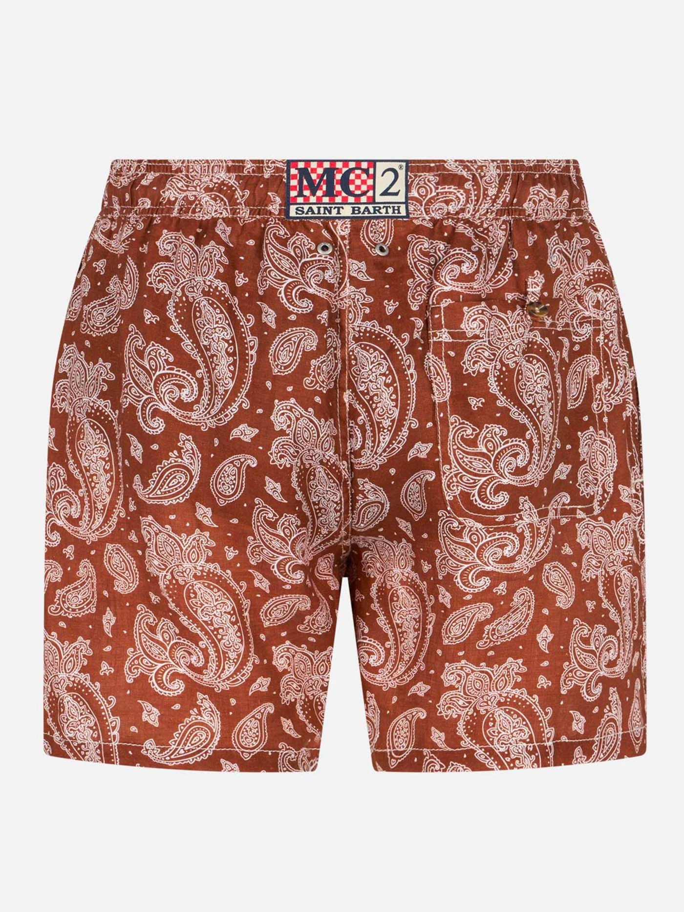 MC2 Saint Barth Man Linen Swim Shorts With Paisley Print 4 MC2 Saint Barth Man Linen Swim Shorts With Paisley Print - Image 2