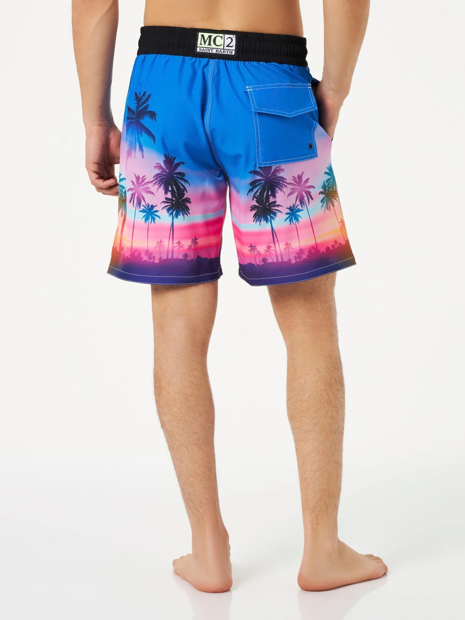 MC2 Saint Barth Man Comfort And Stretch Surf Shorts With Palm Print 5 MC2 Saint Barth Man Comfort And Stretch Surf Shorts With Palm Print - Image 3