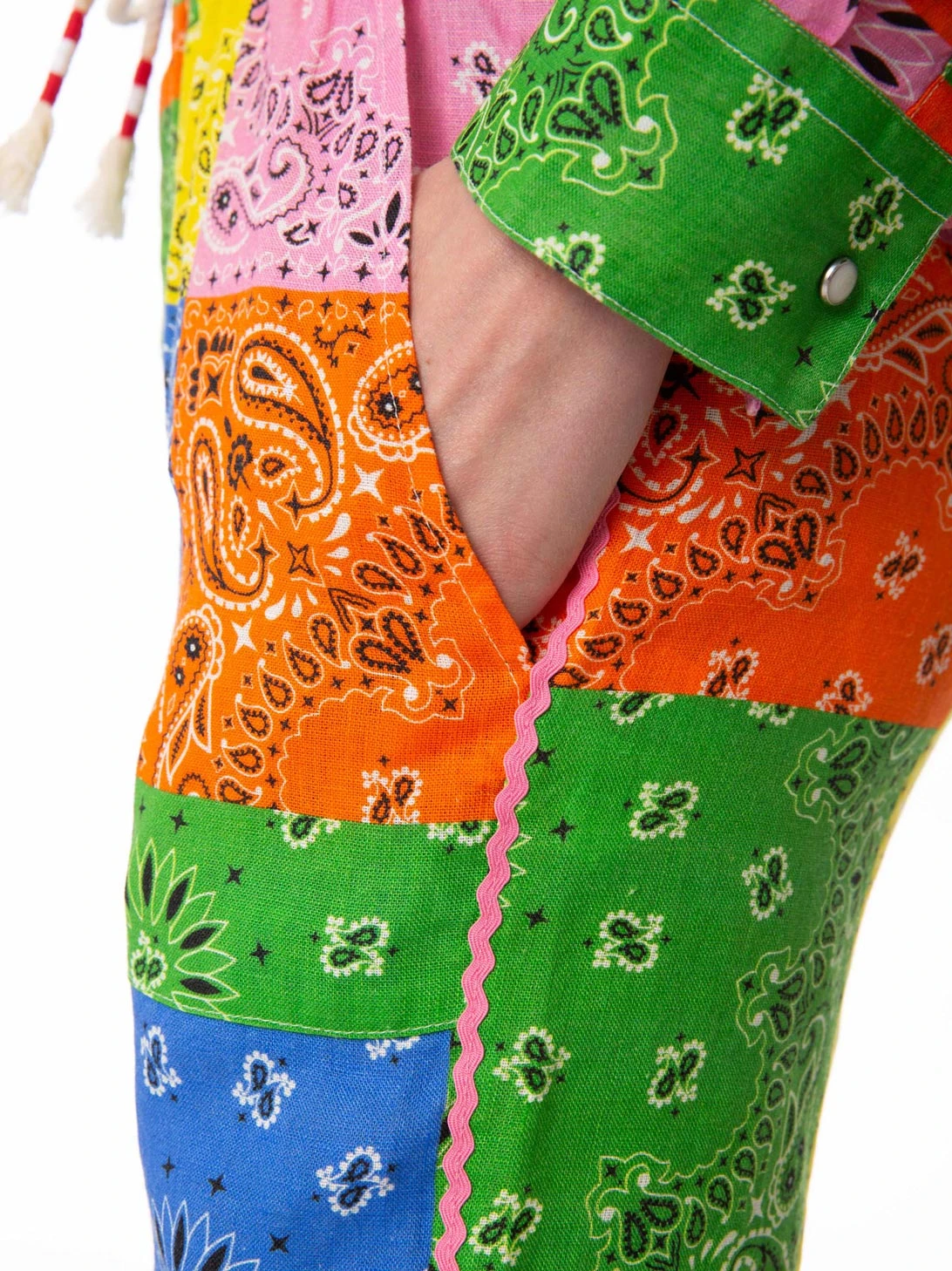 MC2 Saint Barth Woman Linen Pants With Multicolor Bandanna Print 9 MC2 Saint Barth Woman Linen Pants With Multicolor Bandanna Print - Image 7