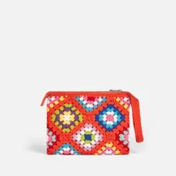 MC2 Saint Barth Parisienne Orange Crochet Pouch Bag With Saint Barth -MC2 Saint Barth Shop parisienne multicolor crochet pochette 2