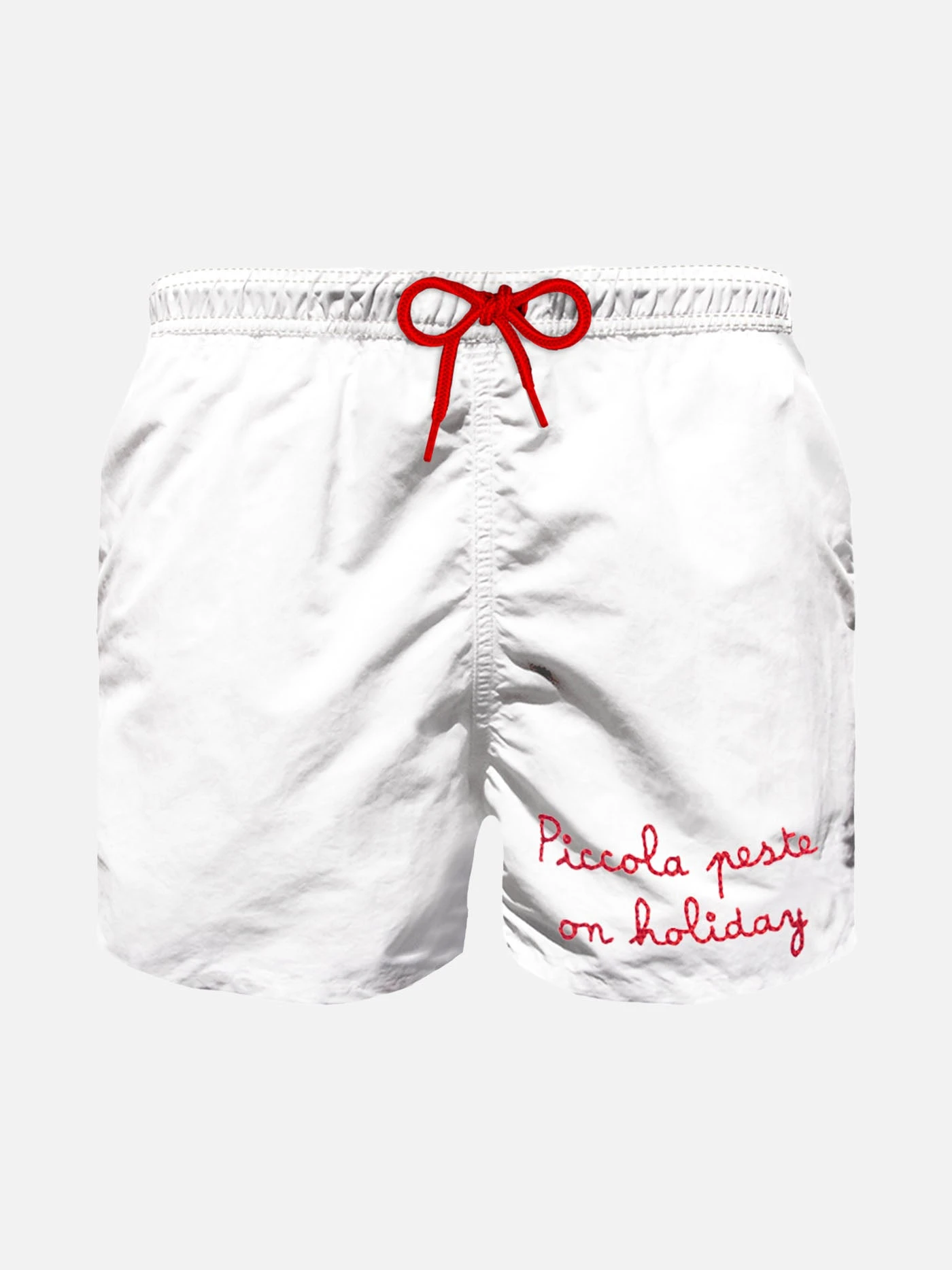 Boy Swim Shorts With Embroidered Red Writing 3 Boy Swim Shorts With Embroidered Red Writing