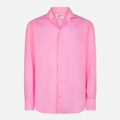 MC2 Saint Barth Man Pink Linen Pamplona Shirt -MC2 Saint Barth Shop pink linen man shirt 4
