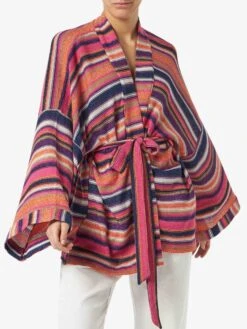 Multicolor Violet Knitted Kimono
