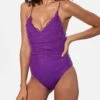 Purple One Piece Swimsuit Francoise With Tulle 1 Purple One Piece Swimsuit Francoise With Tulle -MC2 Saint Barth Shop purple one piece or body with tulle