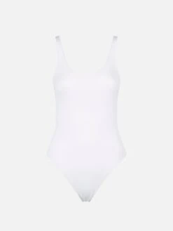 White Ribbed One Piece Swimsuit