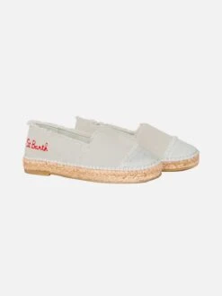 Beige Canvas Espadrillas With Embroidery