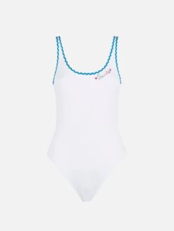 One Piece Swimsuit With Santa Embroidery