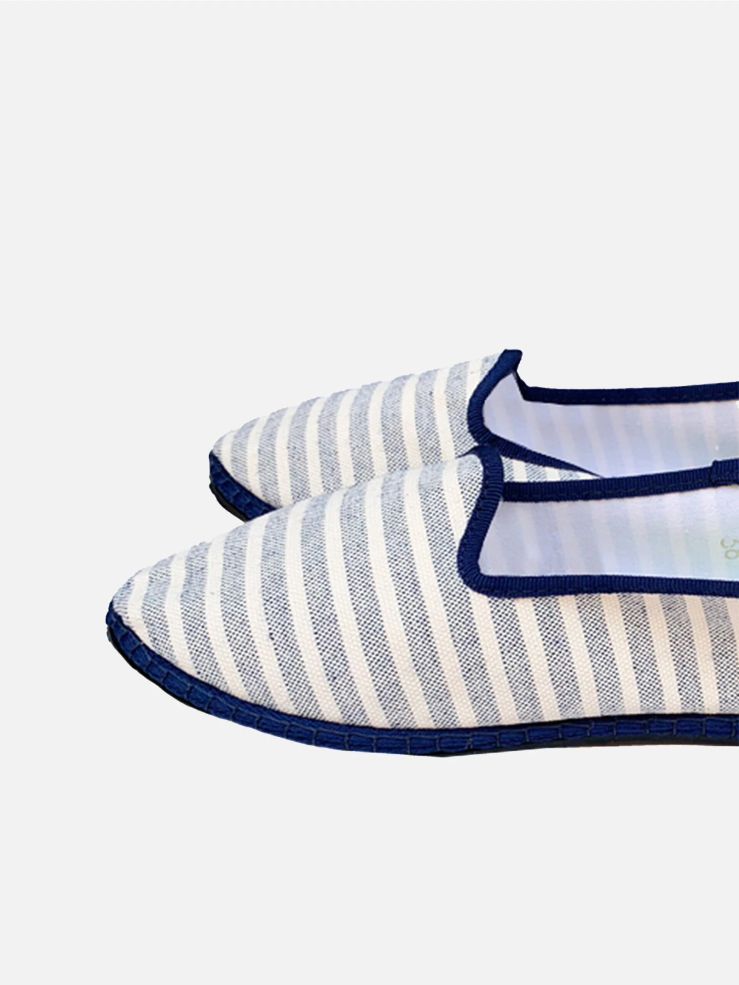 Blue Striped Canvas Slippers Friulane 4 Blue Striped Canvas Slippers Friulane - Image 2