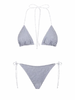 MC2 Saint Barth Woman Seersucker Triangle Bikini With Striped Print