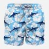 Sharks Velvet Print Mid-length Swim Shorts -MC2 Saint Barth Shop shark pattern 0000 costumi mare uomo squaletti