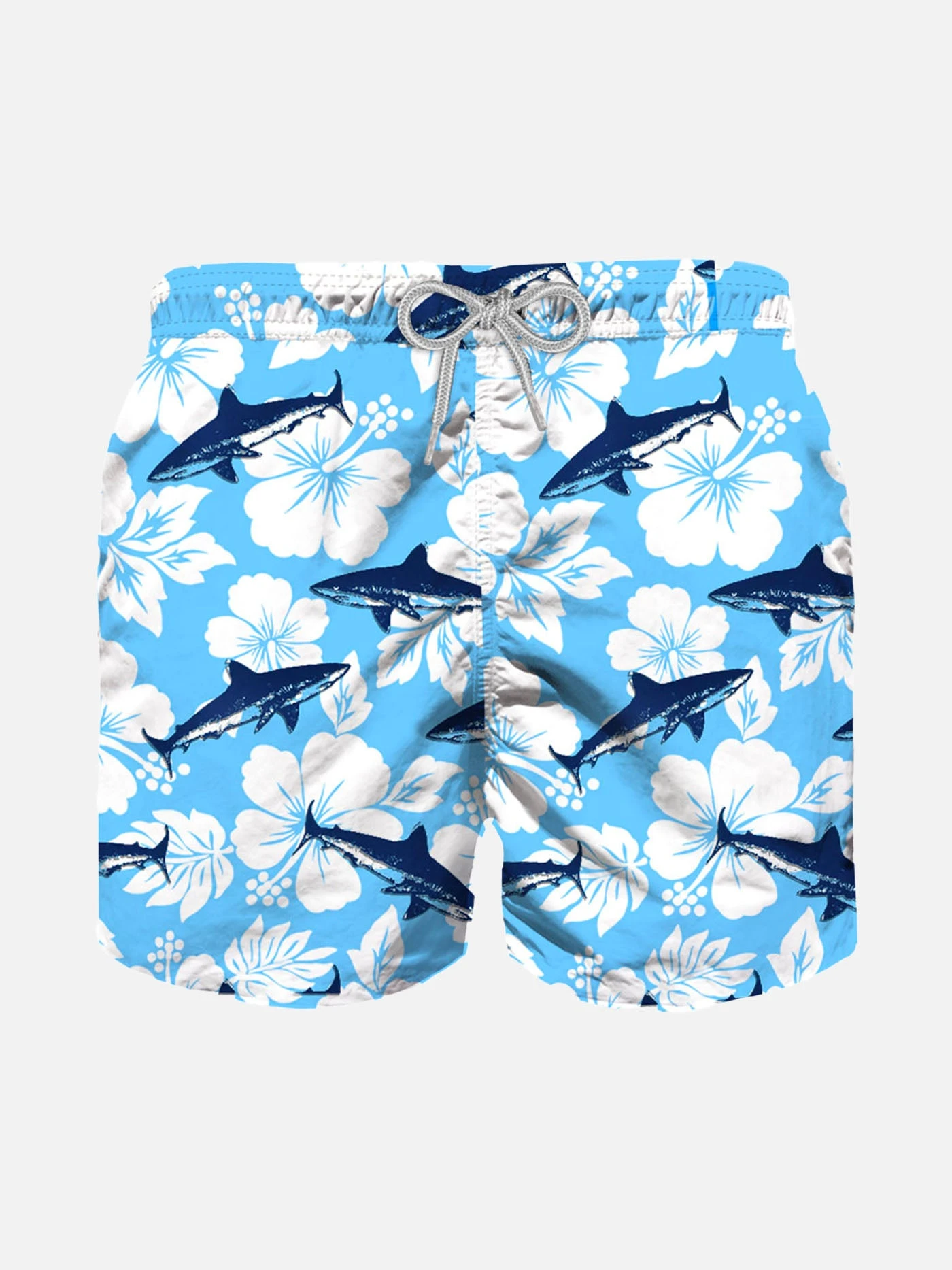 Boy Swim Shorts With Flocked Shark Print 3 Boy Swim Shorts With Flocked Shark Print