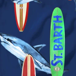 Surfboard Print Boy Swim Shorts -MC2 Saint Barth Shop shark 1