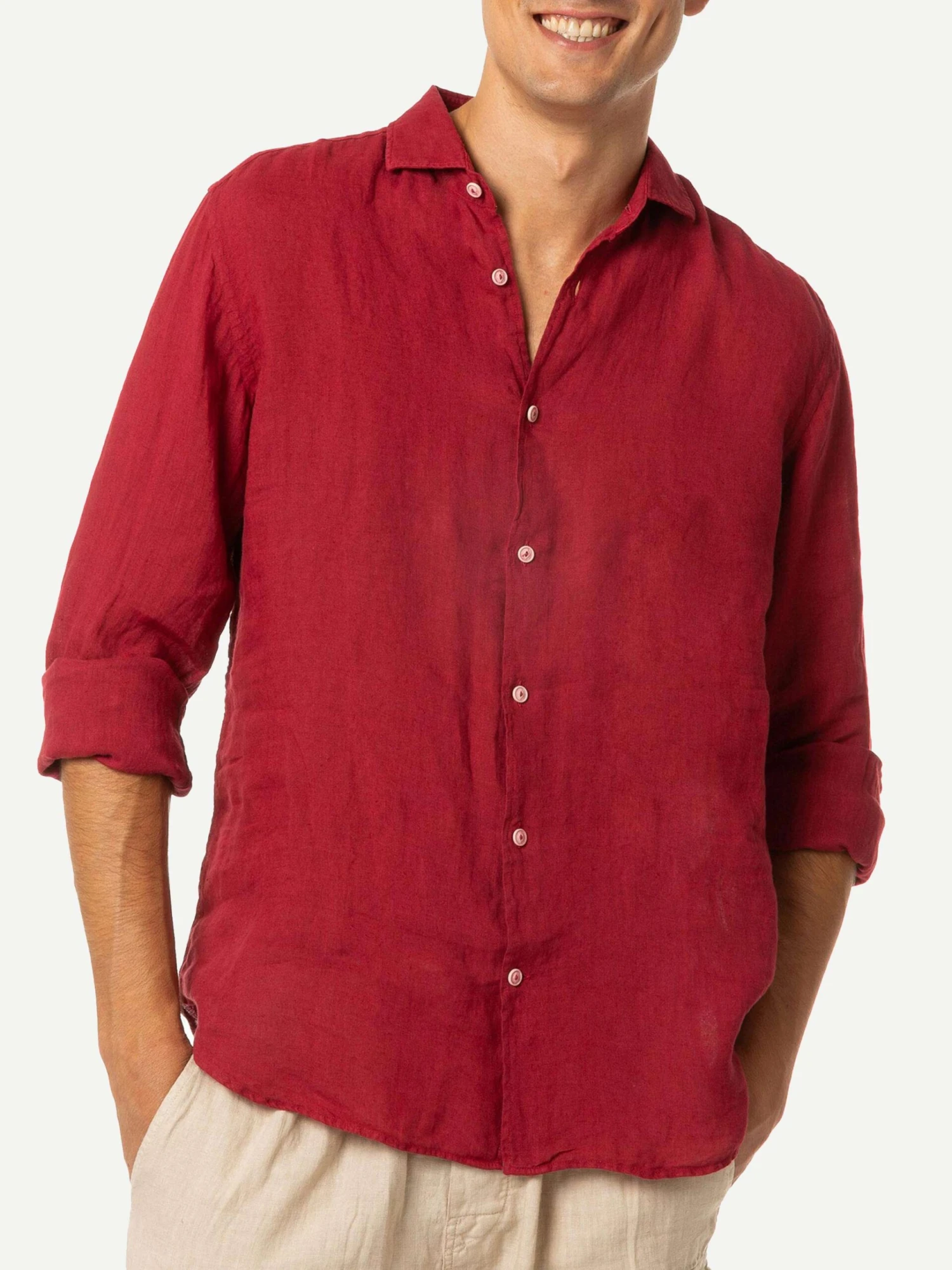 MC2 Saint Barth Man Burgundy Linen Pamplona Shirt 3 MC2 Saint Barth Man Burgundy Linen Pamplona Shirt