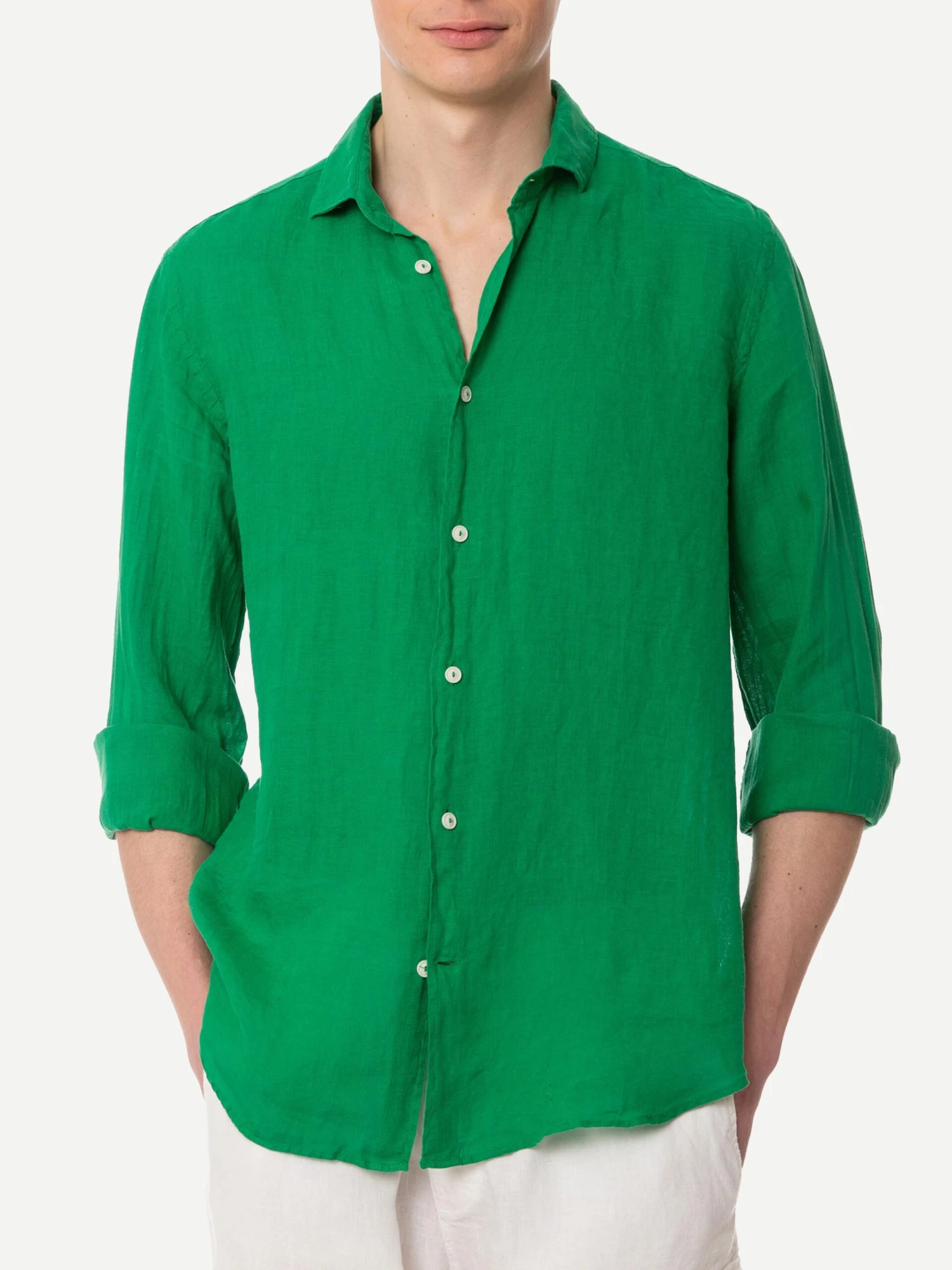 MC2 Saint Barth Man Green Linen Pamplona Shirt 3 MC2 Saint Barth Man Green Linen Pamplona Shirt