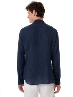 Man Blue Linen Shirt With Flower Embroidery -MC2 Saint Barth Shop shirt man blue corean3