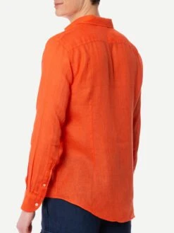 MC2 Saint Barth Man Water Color Orange Linen Pamplona Shirt -MC2 Saint Barth Shop shirt orange linen man 3