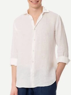 MC2 Saint Barth Man White Linen Pamplona Shirt