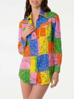 MC2 Saint Barth Multicolour Bandanna Print Linen Shirt