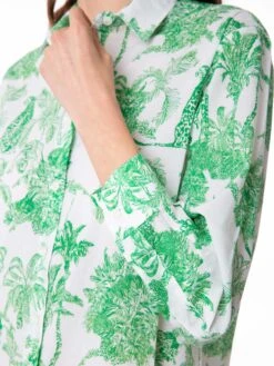 MC2 Saint Barth Woman Cotton Shirt With Toile De Jouy Print -MC2 Saint Barth Shop shirt woman oceania green3