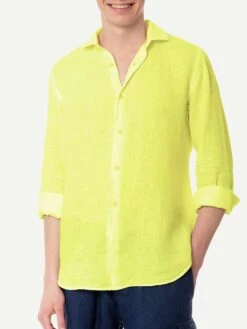 MC2 Saint Barth Man Yellow Linen Pamplona Shirt