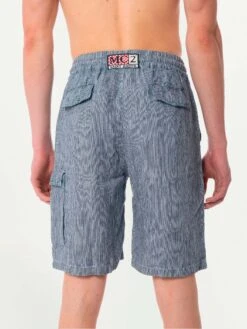 Striped Denim Color Linen Bermuda Shorts 8 Striped Denim Color Linen Bermuda Shorts -MC2 Saint Barth Shop shortpants man12 3