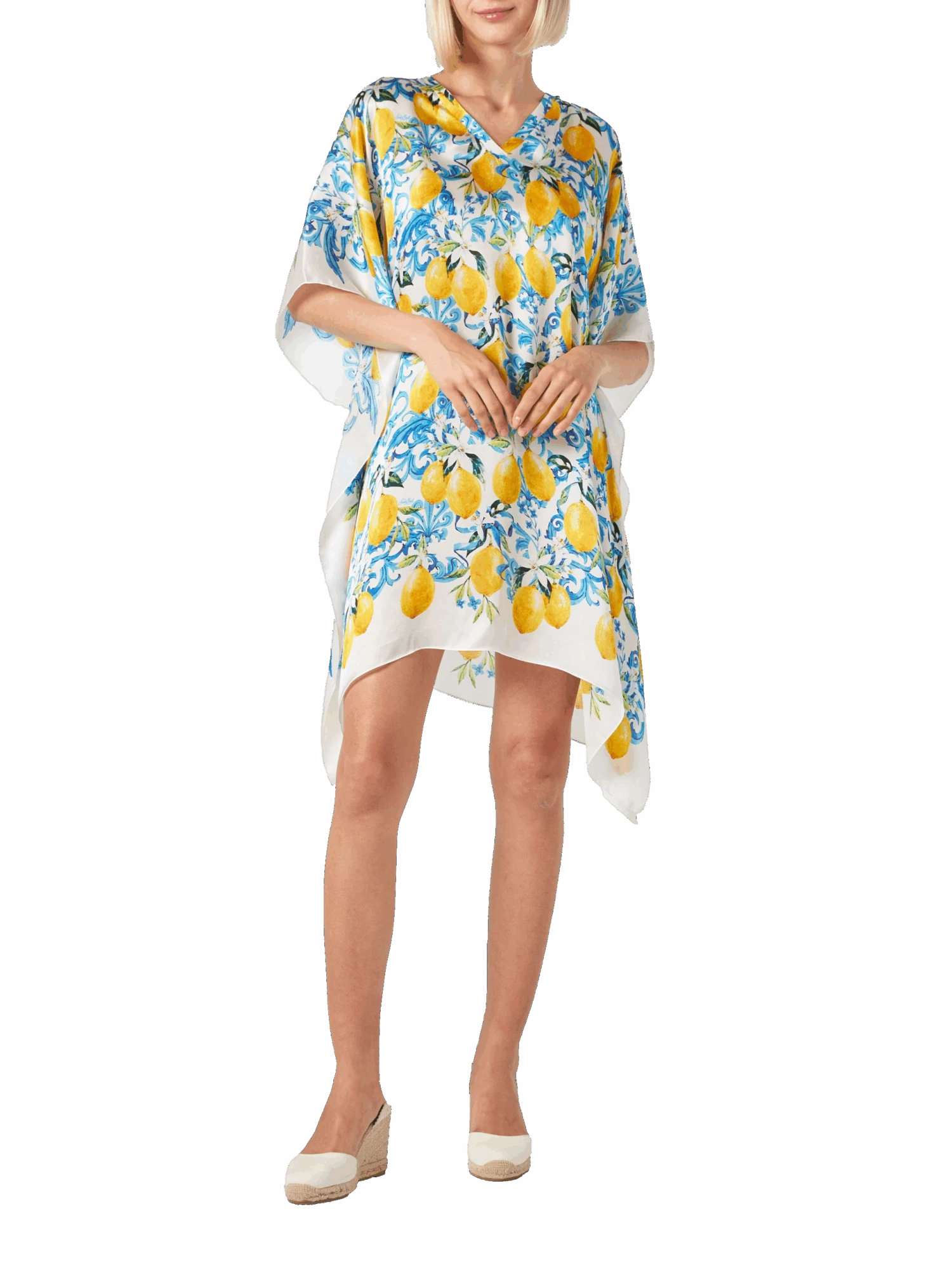MC2 Saint Barth Lemons And Maiolica Print Silk Caftan 3 MC2 Saint Barth Lemons And Maiolica Print Silk Caftan