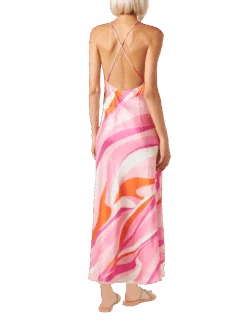 MC2 Saint Barth Woman Slip Dress Eydis With Wave Print -MC2 Saint Barth Shop slip dress satin woman 2copia