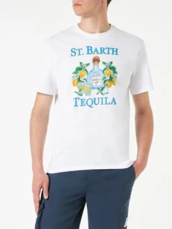 MC2 Saint Barth Man Cotton T-shirt With St. Barth Tequila Print