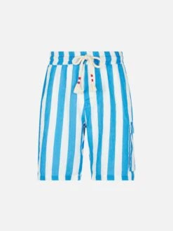 MC2 Saint Barth Man Linen Bermuda Shorts With White And Bluette Stripes -MC2 Saint Barth Shop striped bermuda man linen 4