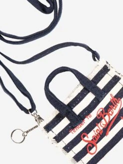 MC2 Saint Barth Navy Blue Canvas Key Holder -MC2 Saint Barth Shop striped blue red keyholder canvas 1copia