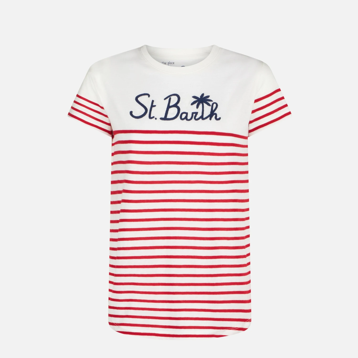 MC2 Saint Barth Red Striped Cotton T-shirt With St. Barth Embroidery 6 MC2 Saint Barth Red Striped Cotton T-shirt With St. Barth Embroidery - Image 4