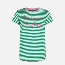 MC2 Saint Barth Green Cotton T-shirt With Madame à La Plage Embroidery -MC2 Saint Barth Shop striped embroidered woman tshirt 3