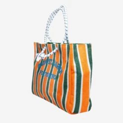 Sponge Striped Bag With Embroidery -MC2 Saint Barth Shop striped orange canvas 2