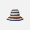 MC2 Saint Barth Woman Straw Bucket With Front Embroidery And Stripes -MC2 Saint Barth Shop striped straw bucket hat 1