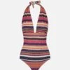 Multicolor Striped Violet Knitted Pattern One Piece 2 Multicolor Striped Violet Knitted Pattern One Piece -MC2 Saint Barth Shop striped swimsuit knitted woman 4