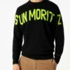 MC2 Saint Barth Man Black Sweater With Lettering -MC2 Saint Barth Shop sweater black embroidery fluo 2