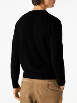 MC2 Saint Barth Man Black Sweater With Lettering -MC2 Saint Barth Shop sweater black embroidery fluo 3