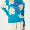 MC2 Saint Barth Woman Brushed Sweater With Daisies And Summer Dreamer Embroidery -MC2 Saint Barth Shop sweater brushed woman embroidery 1