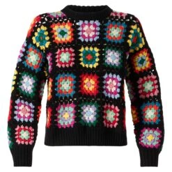 Woman Multicolor Crochet Sweater -MC2 Saint Barth Shop sweater crochet woman crewneck