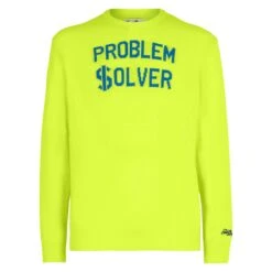 MC2 Saint Barth Man Fluo Yellow Sweater With Problem $olver Print -MC2 Saint Barth Shop sweater embroidery fluoyellow man 1