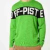 MC2 Saint Barth Man Fluo Green Sweater With Off-Piste Lettering