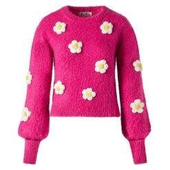 MC2 Saint Barth Woman Brushed Sweater With Crochet Flowers Appliqués -MC2 Saint Barth Shop sweater woman 3dprint flowers 4