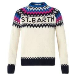 MC2 Saint Barth Woman Crewneck Nordic Jacquard Sweater -MC2 Saint Barth Shop sweater woman alpaca crewneck