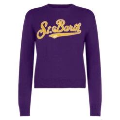 MC2 Saint Barth Woman Purple Cropped Sweater -MC2 Saint Barth Shop sweater woman purple embroidery 1 006aced9 fd33 4214 9546 047aabb9cef8