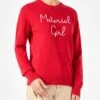 MC2 Saint Barth Woman Sweater With Material Girl Embroidery | NIKI DJ SPECIAL EDITION -MC2 Saint Barth Shop sweater woman red materialgirl 3