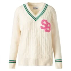 MC2 Saint Barth Woman V-neck Braided Sweater With Patch -MC2 Saint Barth Shop sweater woman white college 4