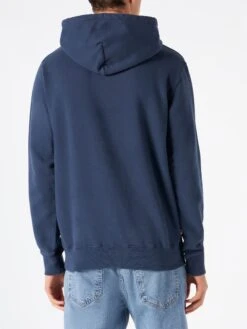 MC2 Saint Barth Man Navy Blue Hooded Sweatshirt With Print -MC2 Saint Barth Shop sweatshirt man padel blue 3