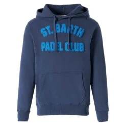MC2 Saint Barth Man Navy Blue Hooded Sweatshirt With Print -MC2 Saint Barth Shop sweatshirt man padel blue 4